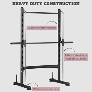 Rack per Sollevamento Pesi Regolabile per Palestra Domestica con Barra per Trazioni, Squat e Panca per Esercizi - Product Image 6