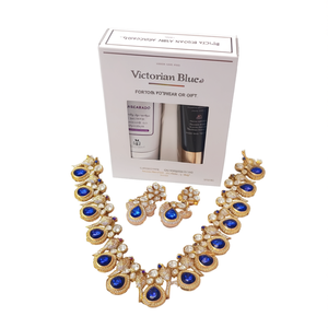 Victorian Blue Diamond Bridal Jewelry Set-Gold Plated Earrings for Daily Wear or Gift - Product Image 3