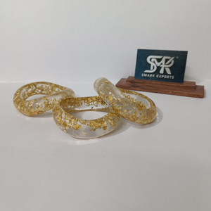<b>Unique</b> Gold Flake Resin Craft Bangle Set Chunky Clear Acrylic Bracelets Handmade Designer Jewelry Women - Product Image 5