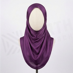 Châle en satin de soie uni pour femme, écharpe ethnique pour usage quotidien - Product Image 4