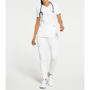 Tenues de travail médicales unisexes : Ensemble de blouses à manches longues et pantalons de jogging, pantalons de travail avec poches, blouses d'infirmière personnalisées, logo sur mesure - Product Image 4