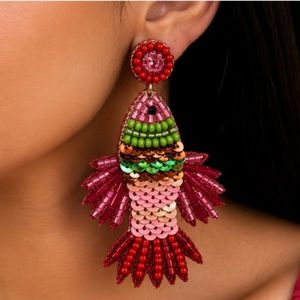 Rizir Fashion Trendy Handmade Embroidered Fish Beaded Statement Dangle <b>Earrings</b> Women Colorful Boho Jewelry 14K Gold Plated - Product Image 1