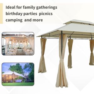 Gazebo da Giardino 10x13 con Tetto Ventilato e Telaio in Acciaio, Tenda da Esterno con Tende per Giardino, Prato e Terrazza - Product Image 5