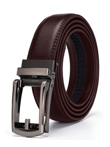 Cinturón de Cuero Genuino, Piel de Vaca, Color Marrón Sólido, Hebilla Rectangular Plateada, Cinturón Casual para Hombre, Duradero, Moldeado en una Sola Pieza - Product Image 1