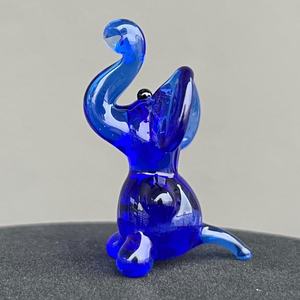 Murano Hand blown Glass Blue Elephant Figurine Animal Theme Handmade Craft Decor - Product Image 5