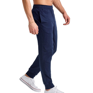 <b>Men's</b> <b>Navy</b> Blue Cotton Sweatpants Elastic Waist Side Pockets Casual <b>Jogger</b> Pants Autumn Wear - Product Image 3