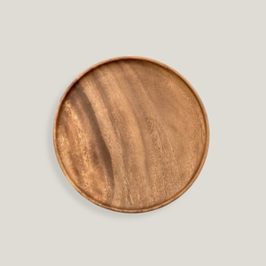 Assiette de service en bois massif pour la restauration, assiette ronde en bois d'acacia pour la nourriture - Product Image 3