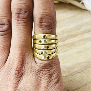Luxury Style <b>Citrine</b> <b>Ring</b> Boho Multi Layer <b>Rings</b> Brass Jewelry Womens 18k Gold Plated Minimalist Band <b>Ring</b> For Wholesale/OEM/ODM - Product Image 4