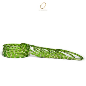 Brazaletes de Cristal Verde Gota de Lluvia de Cachemira Hechos a Mano con Circonita para Mujer, Joyería de Moda India para Bodas, Venta al Por Mayor - Product Image 4