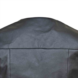 Gilet de motard en cuir noir pour homme, sans manches, fermeture éclair sur le devant, col mandarin, imperméable, respirant, style moto - Product Image 4