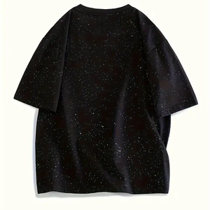 T-shirt blanc pour homme avec strass, design luxueux et scintillant, vente en gros, nouveau design, t-shirts en strass pour homme, streetwear - Product Image 4