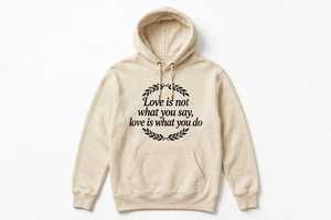 เสื้อฮู้ดสีน้ำเงินกรมท่าสำหรับผู้ชาย พิมพ์ลาย Love Is Not What You Say ผ้าฝ้ายลำลอง มีกระเป๋า ทรงปกติ ใส่ได้ในฤดูใบไม้ผลิ รับผลิตแบบ OEM - Product Image 4