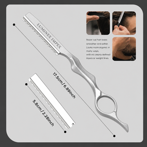 Navaja de Afeitar Recta Vintage Luminex Impex con Mango de Concha de Abulón y Acero al Carbono, Lista para Usar en Barberías y Salones - Product Image 4