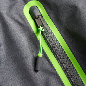 Chaqueta Cortavientos Gris con Capucha para Hombre, con Cremallera Verde Neón, Deportiva, Ligera, Impermeable, para Otoño - Product Image 4