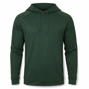 Sweat-shirt à capuche pour homme, vert foncé, manches raglan, séchage rapide, tricoté, coupe classique, couleur unie, décontracté, pour l'automne - Product Image 1