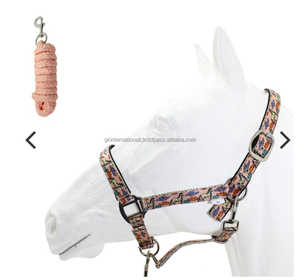 Sangle en nylon imprimé cheval personnalisé licou cheval en nylon dans de nombreux modèles et tailles avec quincaillerie réglable en acier inoxydable - Product Image 1