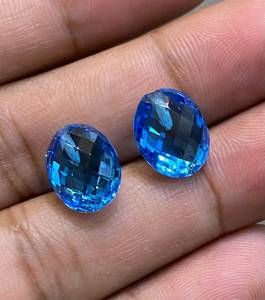 Par de Topacios Azules Suizos Naturales, Corte Doble de Forma Elegante, Piedras Sueltas de Calidad Extra - Product Image 3