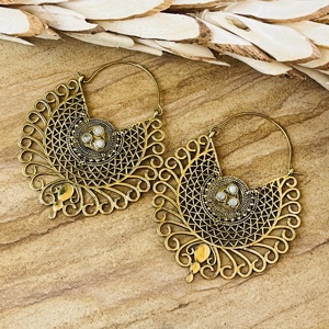 Pendientes Geométricos Boho de Último Diseño, Joyería Tribal de Aro de Latón, Acabado de Latón Antiguo, Mandala Étnico para Venta al por Mayor/OEM/ODM - Product Image 5