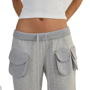 Ensemble de survêtement gris en coton pour femme – Pantalon de jogging long et sweat à capuche demi-zippé – Coupe décontractée et ample – Couleur unie respirante pour l'automne - Product Image 5