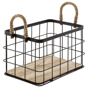 Royal Look Black Iron Metal <b>Wire</b> Storage <b>Basket</b> With Handles Round Bin For Home Organization Laundry General Storage <b>Basket</b> - Product Image 4