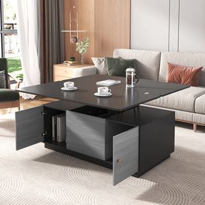 Tavolino da Caffè Moderno Grigio Rettangolare con Piano Sollevabile e Vano Contenitore Estensibile, Design Multifunzionale - Product Image 2