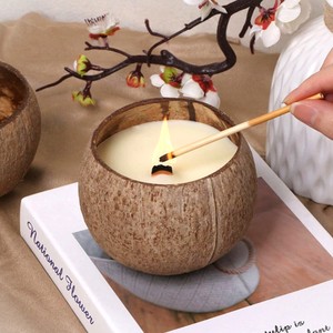 Custom logo Engraved Eco Friendly <b>Candle</b> in <b>Small</b> Coconut Shell Bowl Jar for Wedding Decor Favors - Product Image 1
