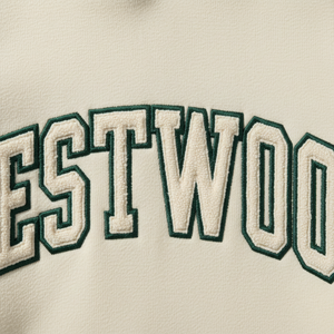 Crestwood Raglan Sleeve Hoodie <b>Men's</b> Oversized Cotton French Terry Casual <b>Pullover</b> with Front Pocket Green and Cream Color - Product Image 2