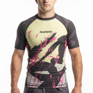 New Custom Slim Fit Quick Dry Men's Rashguard+<b>shorts</b> Set for MMA Fight Wear for Jiu Jitsu & <b>Grappling</b> - Product Image 4