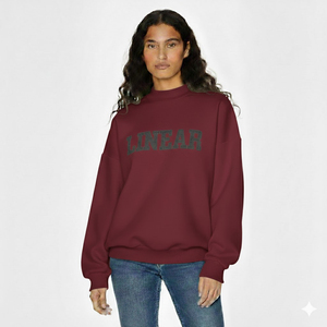 Sudadera Cómoda Personalizada para Mujer, Cuello Alto, Talla Grande, Color Granate, 100% Algodón, Tejido de Felpa, con Estampado de Letras en la Parte Delantera, Informal para Invierno - Product Image 2