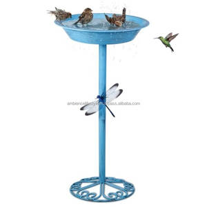 Vintage style metal <b>bird</b> bath <b>stand</b> for backyard garden decor sturdy construction rust proof coating long lasting use - Product Image 2