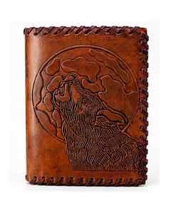 Journal en cuir Moon Wolf |   Carnet d'écriture rustique |   Carnet de croquis rechargeable, cadeau, carnet vierge pour écrire, voyager et dessiner - Product Image 3