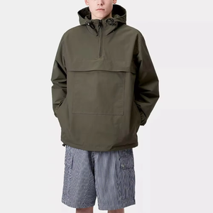 Blouson coupe-vent décontracté personnalisé pour homme, grande taille, imperméable, hiver, demi-zip, réversible, à capuche, 100 % polyester - Product Image 1