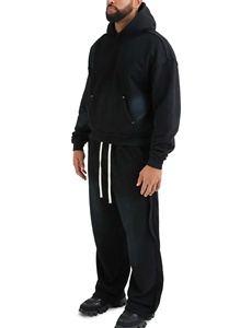 Vêtements de sport personnalisés pour hommes, en coton épais uni, effet délavé à l'acide, fabriqués par des fabricants. - Product Image 4