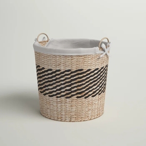 Natural Woven Seagrass <b>Basket</b> with Painting <b>White</b> Color High Quality Laundry Storage Container Planters Wholesale with Handles - Product Image 3