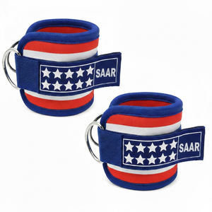 Bracelet de cheville personnalisable avec anneau en D pour la musculation en salle de sport, en coton/polyester, sangle réglable, antidérapant, protection professionnelle - Product Image 2