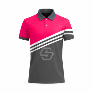Polo pour homme OEM à manches courtes, respirant, en polyester, design rayé, logo imprimé par transfert thermique sur le devant - Product Image 5