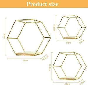 Ensemble de 3 décorations murales The Craft House, étagère murale moderne en métal doré, fil métallique et base en bois, décoration murale pour la maison - Product Image 3