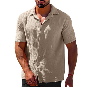 Chemises pour hommes à manches courtes, col à revers, couleur unie, décontractées, avec logo personnalisé, pour l'été - Product Image 5