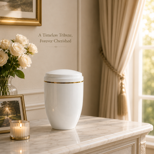 Urne funéraire en laiton blanc pour cendres humaines, avec accents dorés, pour adulte, souvenir commémoratif, récipient funéraire, couvercle sécurisé, fait main - Product Image 3