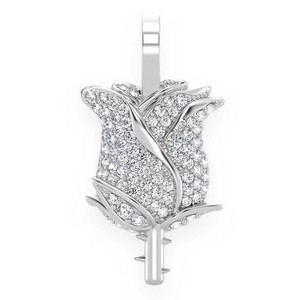 Collier Pendentif Unisexe Tendance en Or Massif 10K avec Diamant de Laboratoire Taille Ronde Brillante Motif Rose Florale Givrée – Cadeau Idéal - Product Image 5