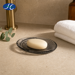 Juego de Accesorios de Baño de Cuatro Piezas de Acrílico Gris de Estilo Europeo de Alta Calidad con Dispensador y Jabonera - Product Image 1