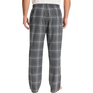 Pantalon de pyjama en coton à carreaux pour homme, taille élastique, fermeture à cordon, poches latérales, respirant, poids moyen, décontracté, pour l'automne - Product Image 3