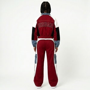 Ensemble deux pièces en jean style streetwear oversize pour femme, veste slim et pantalon long, ensemble décontracté et tendance - Product Image 2