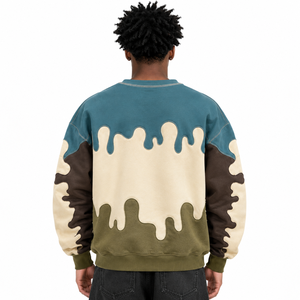 Heavyweight Cotton Oversized Men's Graphic Sweatshirts Bulk Custom Patchwork Applique Casual Fleece Streetwear <b>Hoodies</b> Wholesale - Product Image 4