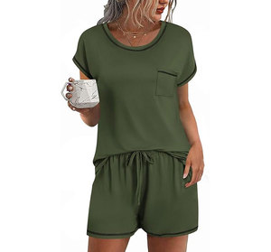 Women 2 Piece Shorts <b>Set</b> Short Sleeve Summer Workout Outfits Casual Vacation Airport Travel Lounge Matching <b>Set</b> - Product Image 4