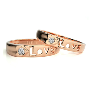 925 Sterling Silver Rose Gold Plated Love <b>Couple</b> <b>Rings</b> - Product Image 1