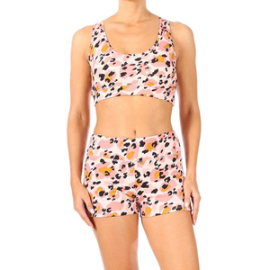 Customized Made Women's Workout Outfit Activewear 2 Piece Set <b>Crop</b> <b>Top</b> High Waist Shorts Sublimated Workout Set - Product Image 1