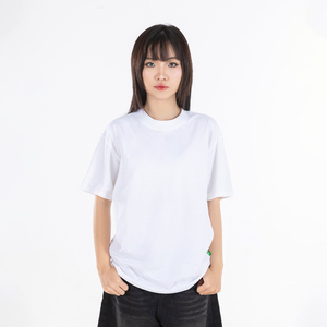 Camiseta de Algodón Rosa Extra Grande para Mujer, Cuello Redondo, Corte Holgado, Color Sólido, Manga Corta, para Primavera y Verano - Product Image 2