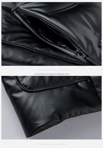 Blouson d'hiver réversible chauffant en duvet pour homme, imperméable, en velours côtelé, noir, avec capuche et fermeture éclair – Vente en gros OEM - Product Image 6