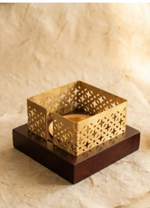 Luxury Wooden <b>Bakhoor</b> Burner Brass Filigree Incense Holder Square Mabkhara for <b>Oud</b> Home Fragrance & Ramadan Decoration - Product Image 5